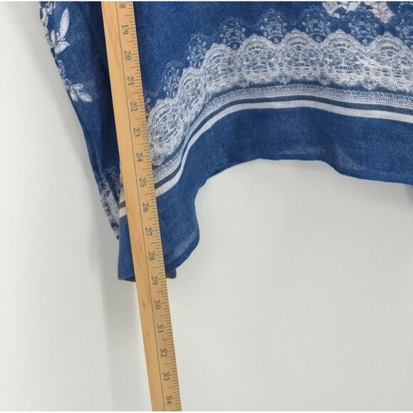 Chicos 100% Linen Floral 2-Way Poncho Top Flowy Boho Blouse Coastal Beach - Picture 10 of 12